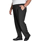 Idtswch Mens Big and Tall Full Elastic Waist Pants Stretch Slacks Casual with Zipper Fly and Pockets