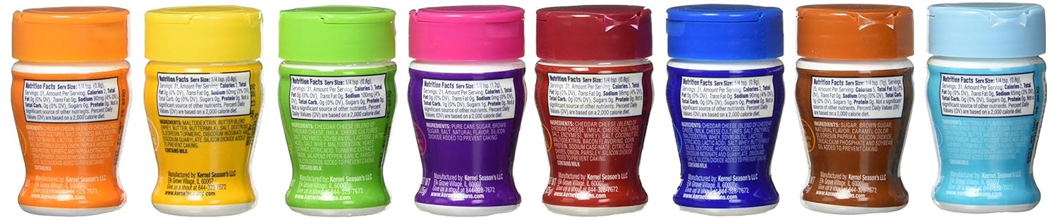 Kernel Season's Popcorn Seasoning Mini Jars Variety Pack, 0.9 Ounce (Pack of 8) : Grocery & Gourmet Food
