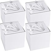 Gandeer 300 Pcs Square Plastic Plates with Forks Set Include 150 Disposable 6.5 Inch Dessert Plates Heavy Duty and 150 Plastic Appetizer Forks for 150 Guests Weddings Party Supplies(Silver)