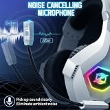 Ozeino Gaming Headset PS5 PS4 PC RGB Light 50mm Drivers White view 2