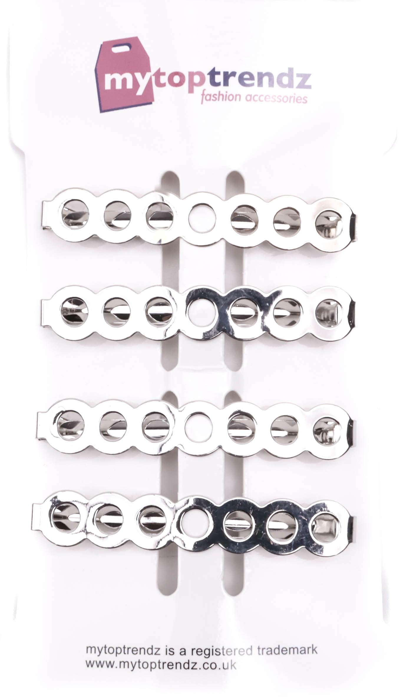 Mytoptrendz® Pack of 4 PCS Small Slim Barrette Hair Clips Hair Grip Un Sprung French Clasp Ladies Girls Hair Accssories (Style 3- Silver)