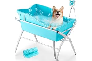 ACCUCRAFT Dog Bath Tub, Portable Dog Washing Bathing Station, 3 Levels Elevated Foldable Dog Bath for Shower and Grooming, Collapsible Shower Bathtub Pet Tub for Small and Medium Size Dogs (Max. 36 in.)