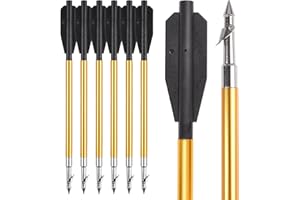 NIKA ARCHERY Fishing Bolts with Harpoon Steel Point Aluminum Shaft for 50-130 Pounds Crossbow Fish Hunting, 6pcs