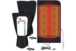 GLOOGLITTER Electric Heated Outdoor Faucet Cover for Winter Freeze Protection 25.2"x14" Heating Hose Bib Covers for Winter, Water Pipe Heater for Garden Lawn Faucet Insulated Spigot Protector, Black