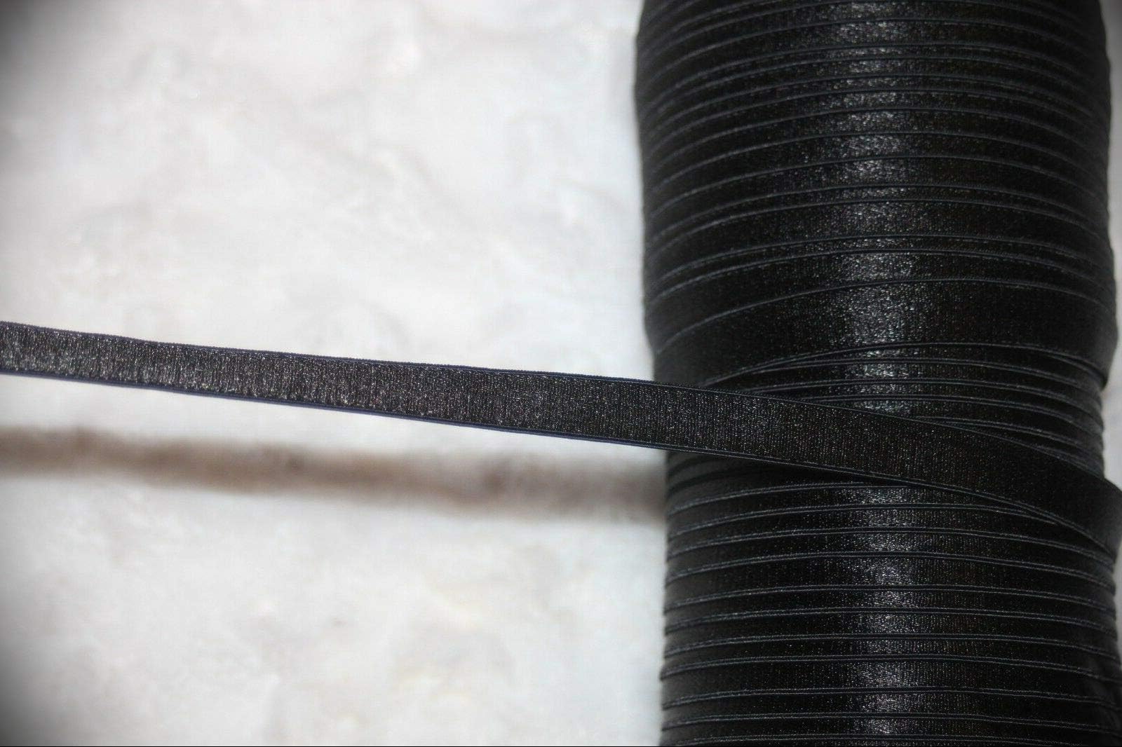 1 Yard Black Stretch Skinny Shiny Lingerie Choker Sewing Elastic 1/2" Wide Embroidery Applique Fabric Delicate DIY Art Craft Supply for Scrapbooking Gift Wrapping