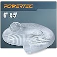 POWERTEC 6" x 5' Dust Collection Hose, 6 Inch Flexible PVC Dust Collector Hose for Woodworking and Garage, Wood Shop Dust Collection System, Cyclone Dust Separator, Ferrets & Small Pets Tunnel (70239)