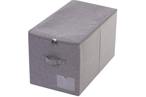 56 x 32 x 33 cm, Collapsible Clothes Storage Baskets with Lid, Folding Bedding Organizer Containers with Handles, Compatible 