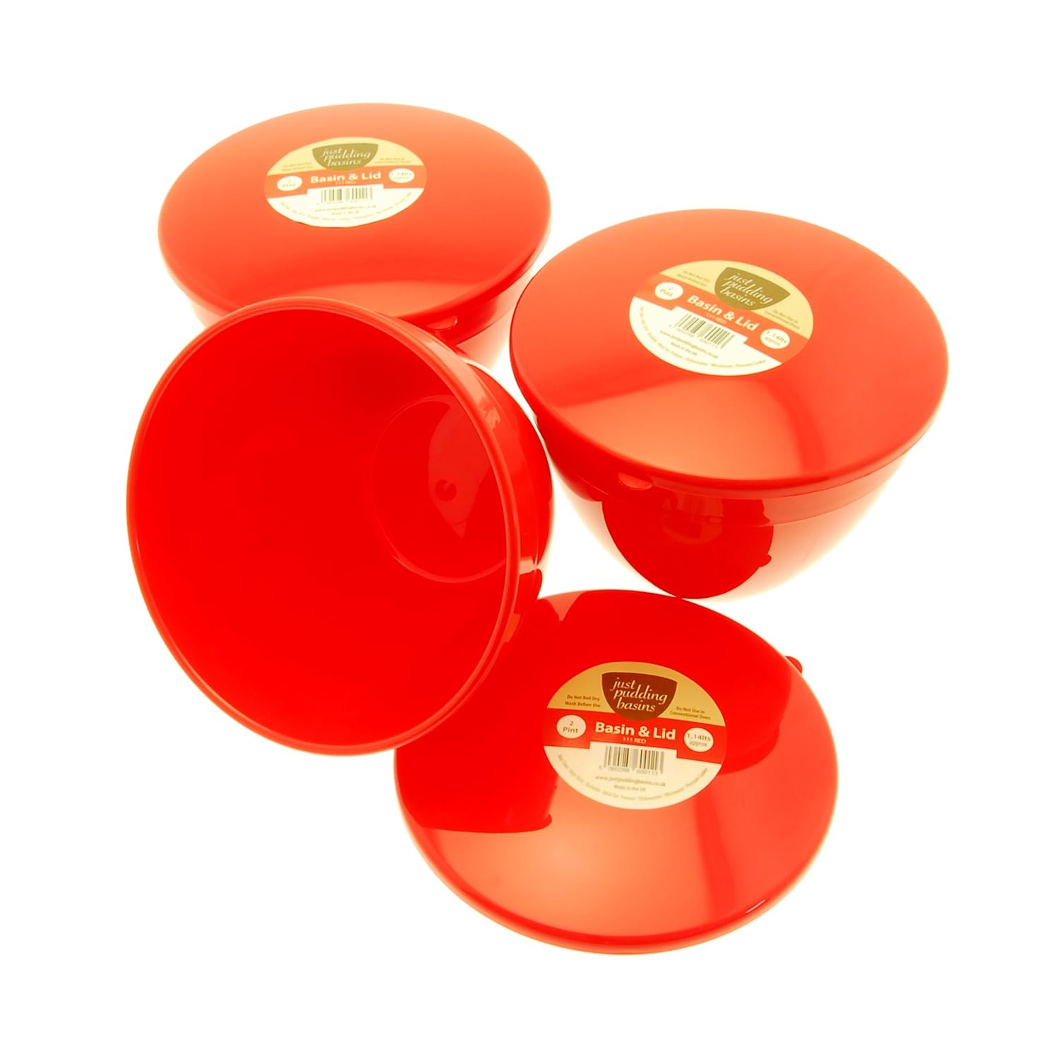 Just Pudding Basins Limited Multipack Red 2Pint, 1.14Lt Basin (3 Pack