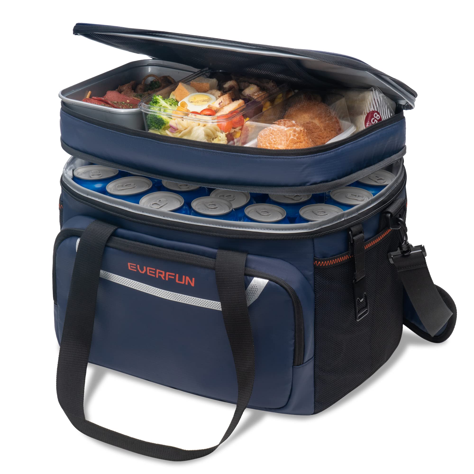 Photo 1 of EVERFUN Large Soft Cooler Bag Travel Beach Insulated Cooler for Men 48 Can Dual Compartments Collapsible Waterproof Leak-Proof for Camping Picnic, Navy