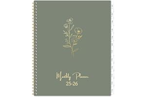 AMOROUD 2025-2026 Monthly Planner - 2025-2026 Calendar Monthly Planner, Jul. 2025 - Dec. 2026, 9" x 11", Tabs & Note Pages, Spiral Binding, Thick Paper, Back Pocket