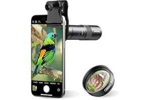 APEXEL 10X Tele-Macro Pro Dual Lens 2-in-1, Portable Clip-On Telephoto Macro Lens for iPhone, Compatible with Samsung & Almos