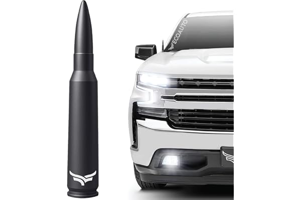 50 Cal Badass Bullet Antenna® Fits Chevy Silverado & GMC Sierra Truck Accessories — Short Replacement Antenna for Trucks — Chevy Silverado 1500 Accessories — Ditch The Whip & Upgrade Your Truck