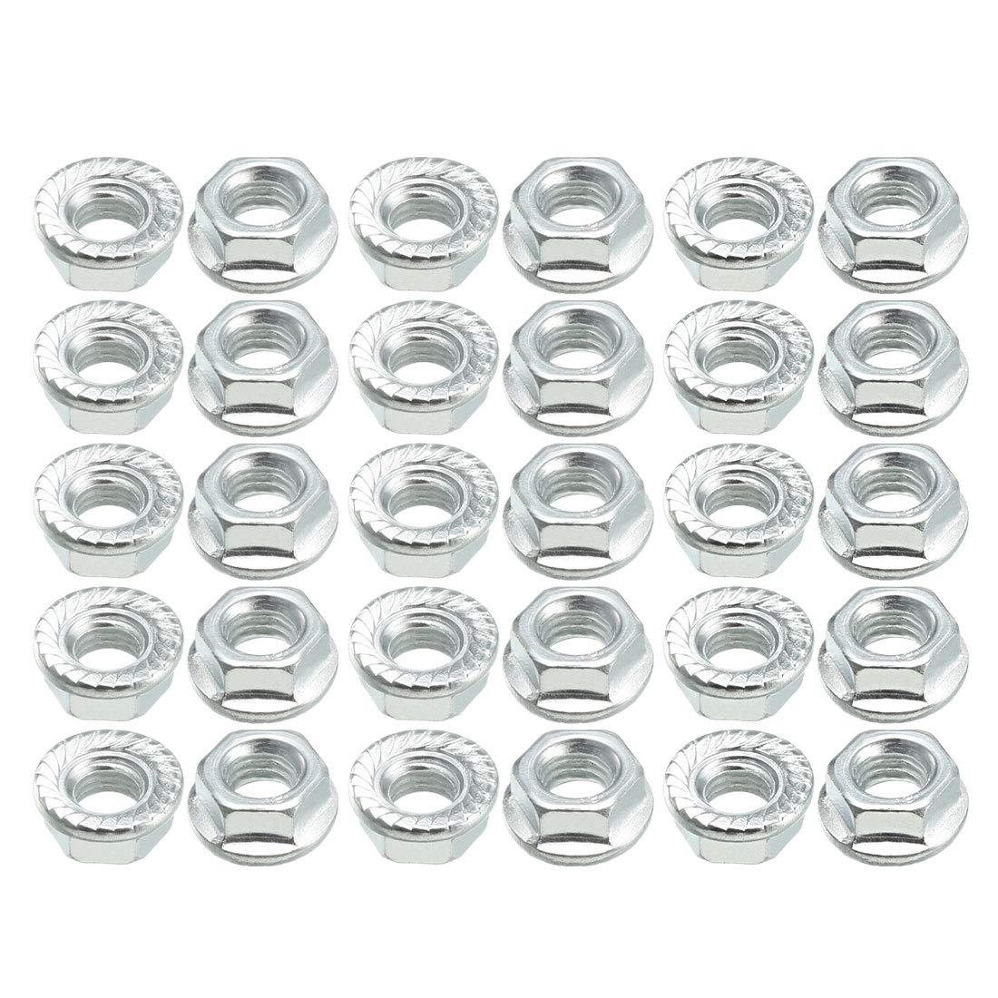 sourcing map M8 Serrated Flange Hex Lock Nuts, Carbon Steel 100 Pcs