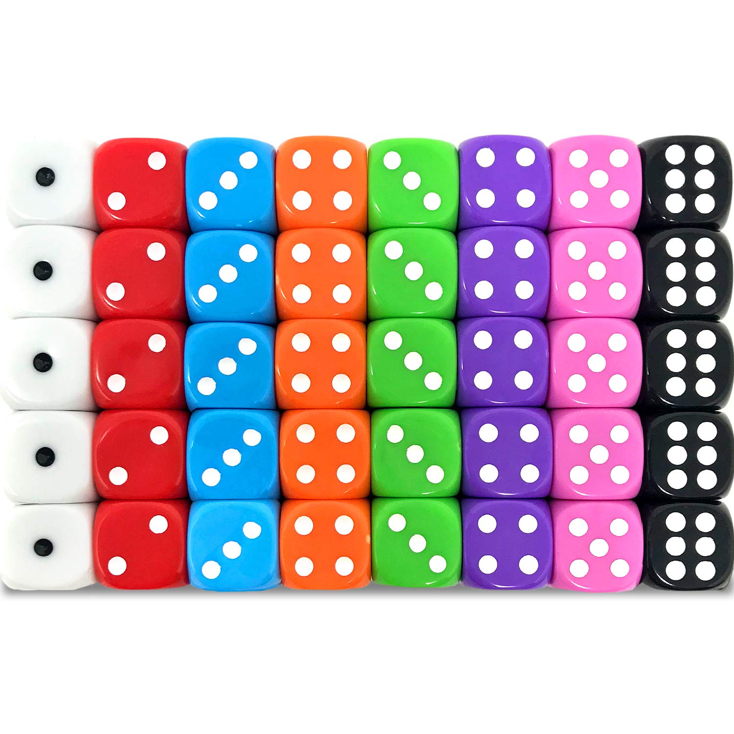 Smith’s® 40 Pack of Eco Friendly Dice | 16MM | 6 Sided Dice | No Harmful Materials | Rounded Edges for Smoother Rolling | 8 Beautiful Custom Colours