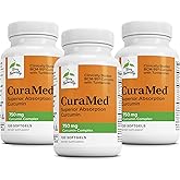 Terry Naturally CuraMed 750 mg - Antioxidant Supplement for Brain & Heart Health - Supplement with High-Potency Curcumin Complex - Kidney, Liver & Immune Health Support - 120 Softgels (Pack of 3)