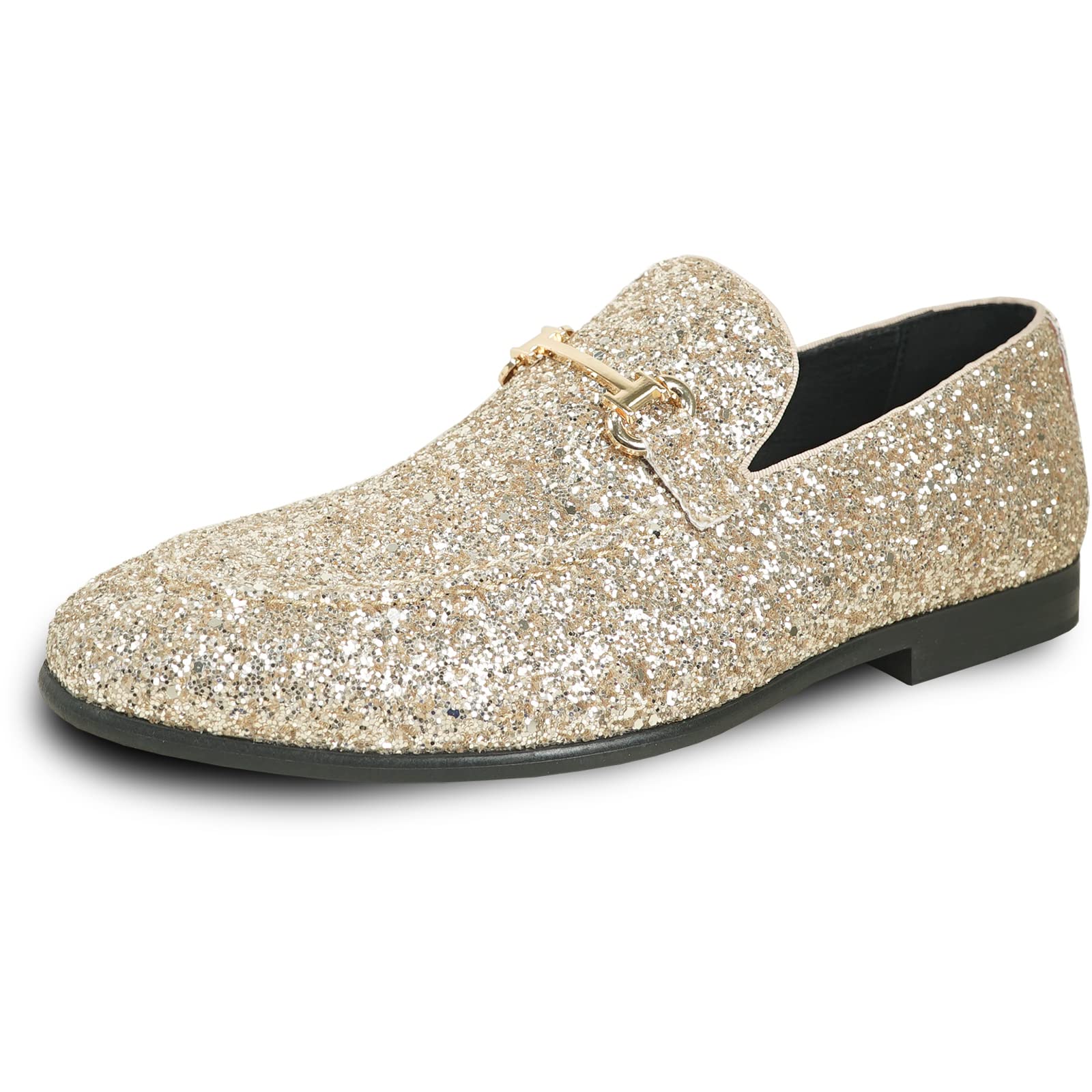 bravo! Men Dress Shoe Prom-2 Slip-on Loafer Metallic Glitter for Wedding Prom Gold 13M Image