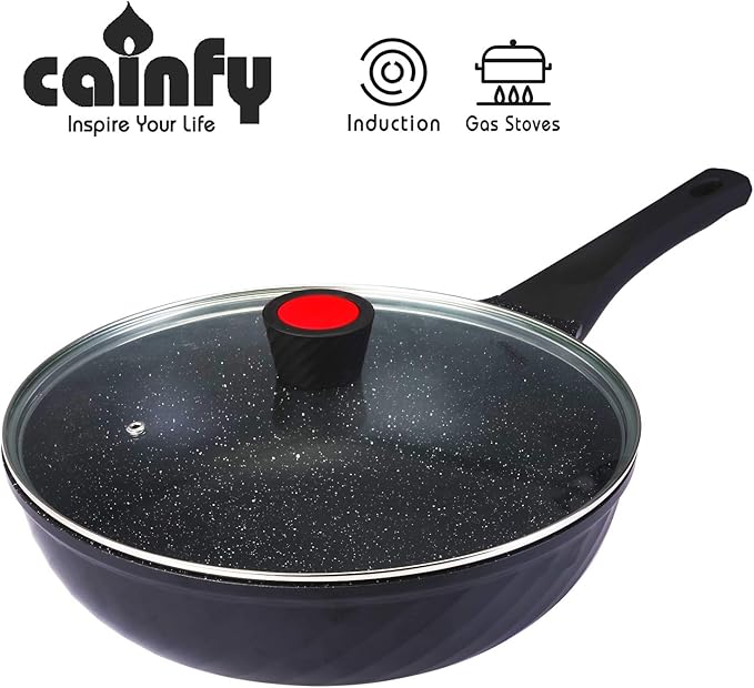Cainfy 12Inch Wok Pan Nonstick/Stir Fry Pan/Cast Aluminum