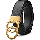 JEKIXHUA Mens Microfiber Synthetic Leather Belt for Men - Adjustable Strap with Gold Buckle, Belt for Business & Casual