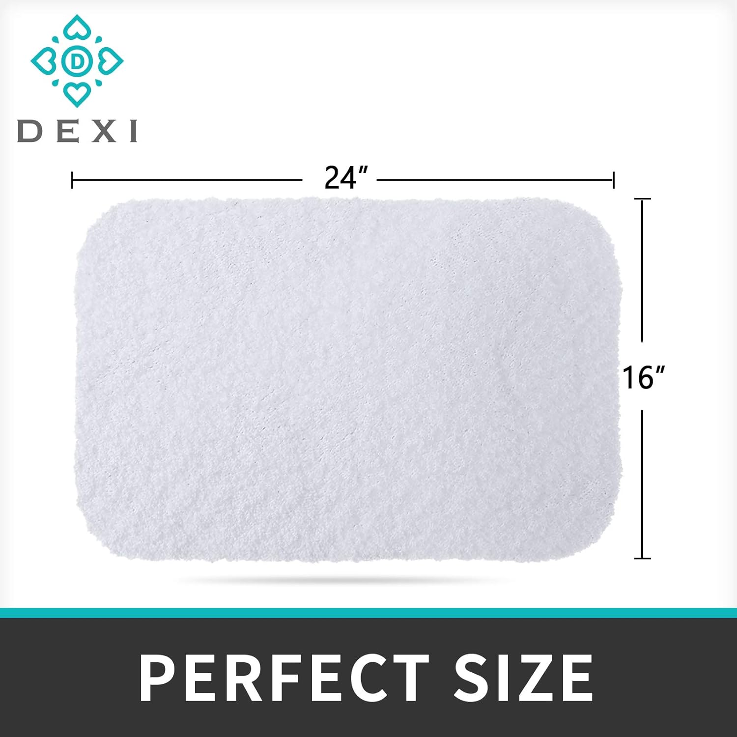DEXI Bathroom Rug Mat, 24x16, Extra Soft and Absorbent Bath Rugs, Machine Wash Dry, Non-Slip Carpet Mat for Tub, Shower, and Bath Room, White: Home & Kitchen