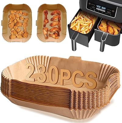 ENGHEK 230PC Air Fryer Liners with Curved Handle for Ninja & Salter