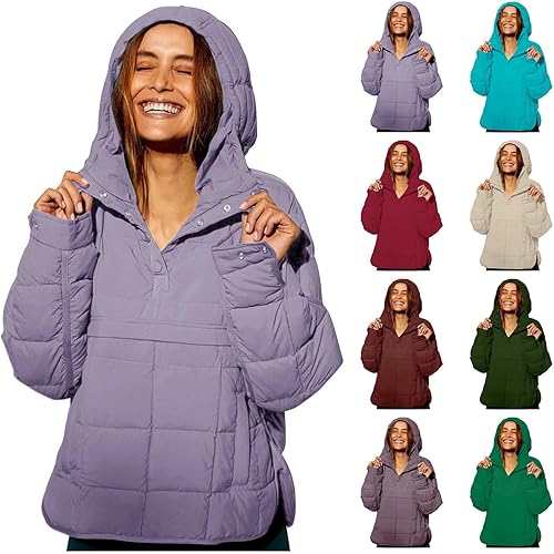 DUHGBNE lightweight hoodies womenWinter Coats for Women Uk Lightweight Quilted Jackets Loose Fit Windproof Padded Hooded Jackets with Pockets Casual Winterwomen puffer jacket with hood