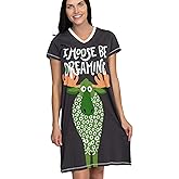 Lazy One Women's Nightgown, Funny V-Neck Sleep Shirt for Women, Bear & Moose Pajama Shirts