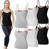 Xtinmee 6 Pcs Warm Thermal Tank Top for Women Spaghetti Straps Camisole Fleece Lined Camisole Underwear Vest