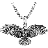 HZMAN Stainless Steel Hawk Eagle Necklace for Men Women Patriotic American Flag Bald Eagle Shield Pendant Jewelry