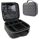 SLUMAZI Travel Makeup Bag Makeup Cosmetic Train Case Organizer Portable Storage Bag with Adjustable Dividers for Cosmetics Ma