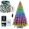 ASTRAEA Christmas Tree Lights, Christmas Lights Indoor Outdoor 200 LED 6.6FT x 10 String Lights with DIY scenarios 24 Modes Remote Control Multicolor Timing Function for Christmas Tree Decorations