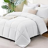 CozyLux Queen Size Comforter Sets White - 3 Pieces Box Stitched Queen Bed Set for All Seasons, Soft Lightweight Bedding Sets with 1 Down Alternative Comforter and 2 Pillow Shams