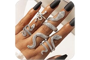 Frodete 9-15PCS Knuckle Stacking Rings Set for Teen Girls Gifts Crystal Rhinestone Finger Statement Ring Sets Vintage Snake Knot Mid Rings for Teen Girls Stackable Rings Jewelry