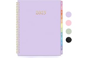 Annecy 2025 Planner, Weekly ＆ Monthly Planner 2025, Jan. 2025 – Dec. 2025, 8.5" x 11" Monthly Agenda Planner with Tabs, Waterproof Flexible Cover, Spiral Binding, Double-sided Pocket, Bookmark, Purple
