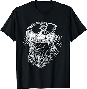 Funny Otter Sunglasses T-Shirt Tee for Men Women Humor Tees Graphic T Shirts