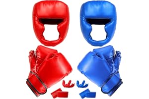 JLXMAXLJ 14 Pcs Boxing Set Boxing Equipment Set for Beginners Including 2 Pair of 6 oz Boxing Gloves Headgear Helmet Hand Wraps Mouth Guards Gifts for Kids Beginners Training Equipment