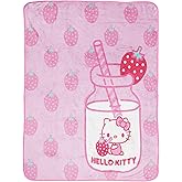 Jay Franco Plush Throw Blanket – 46" x 60" Inch Soft & Cozy Fleece Throw for Bedroom & Couch Décor, Official Licensed Product, Multi - Hello Kitty