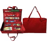 Yazzii Carry All Organizer Tote &ndash; Ultimate Craft Storage Bag with 20 pockets for Quilting Supplies, Sewing Notions, Embroidery &amp; More - Red