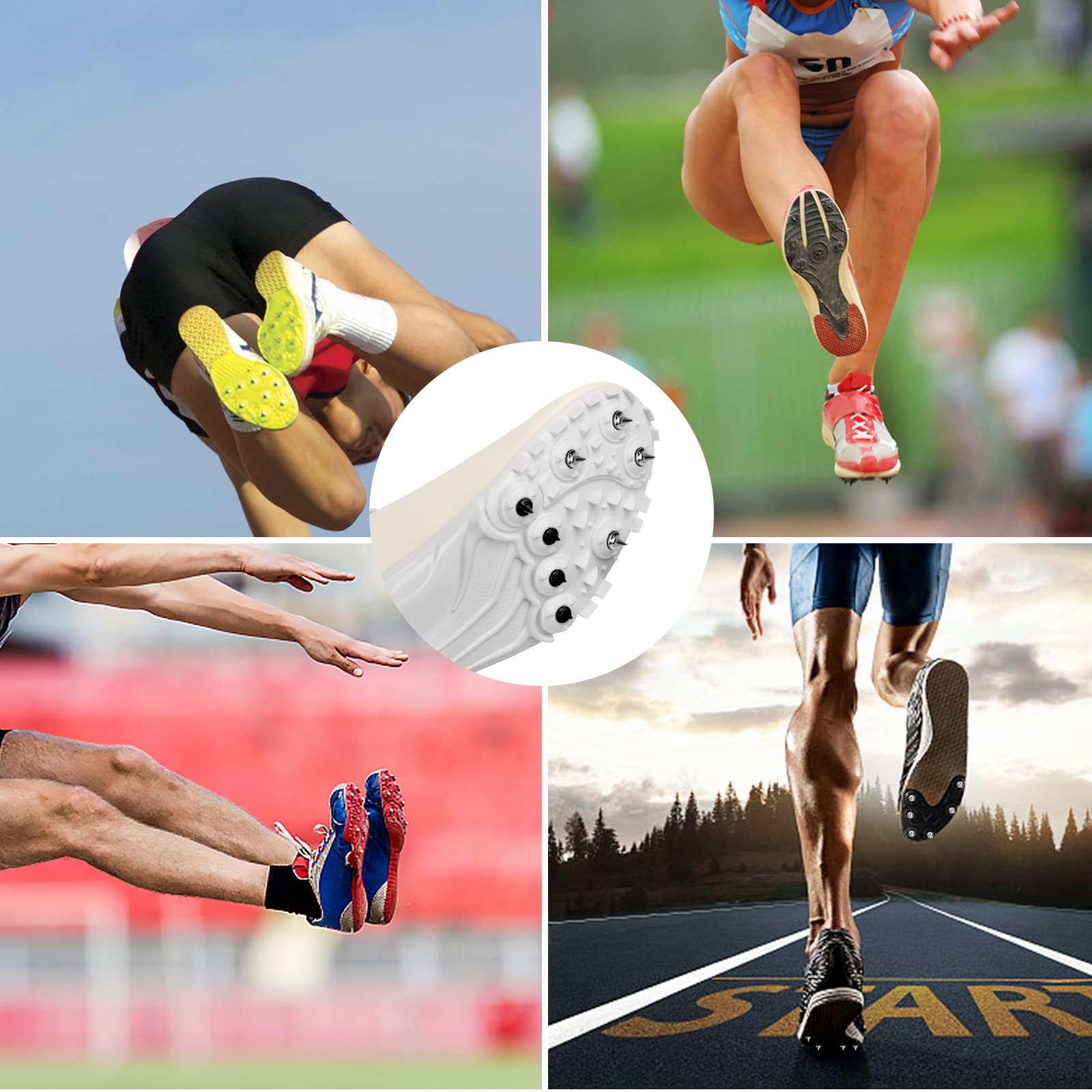 JULMELON 1/4 Inch Carbon Steel Track Spikes, 60PCS Lighter Weight Carbon Spikes with Spike Wrench for Track Shoes Field Sprinting Cross Country Short Running Replacement Spikes