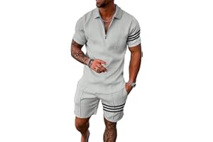 Kubsid Men Track Suits 2 Piece Set Summer Casual Outfits Fashion Polo Shirts Short Sleeve and Shorts Set Vacation Clothes