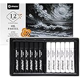 Artecho Oil Pastels Set of 12 PCS, 6 White and 6 Black (10x70mm)