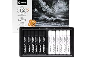 Artecho Oil Pastels Set of 12 PCS, 6 White and 6 Black (10x70mm)
