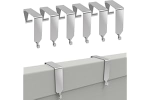 KOPKIO 6 Pcs Over The Door Hook Office Cubicle Hangers Cubicle Walls Hooks, Universal Panel Partition Metal Hooks for Hanging File Bins, Keys, Whiteboard, Silver