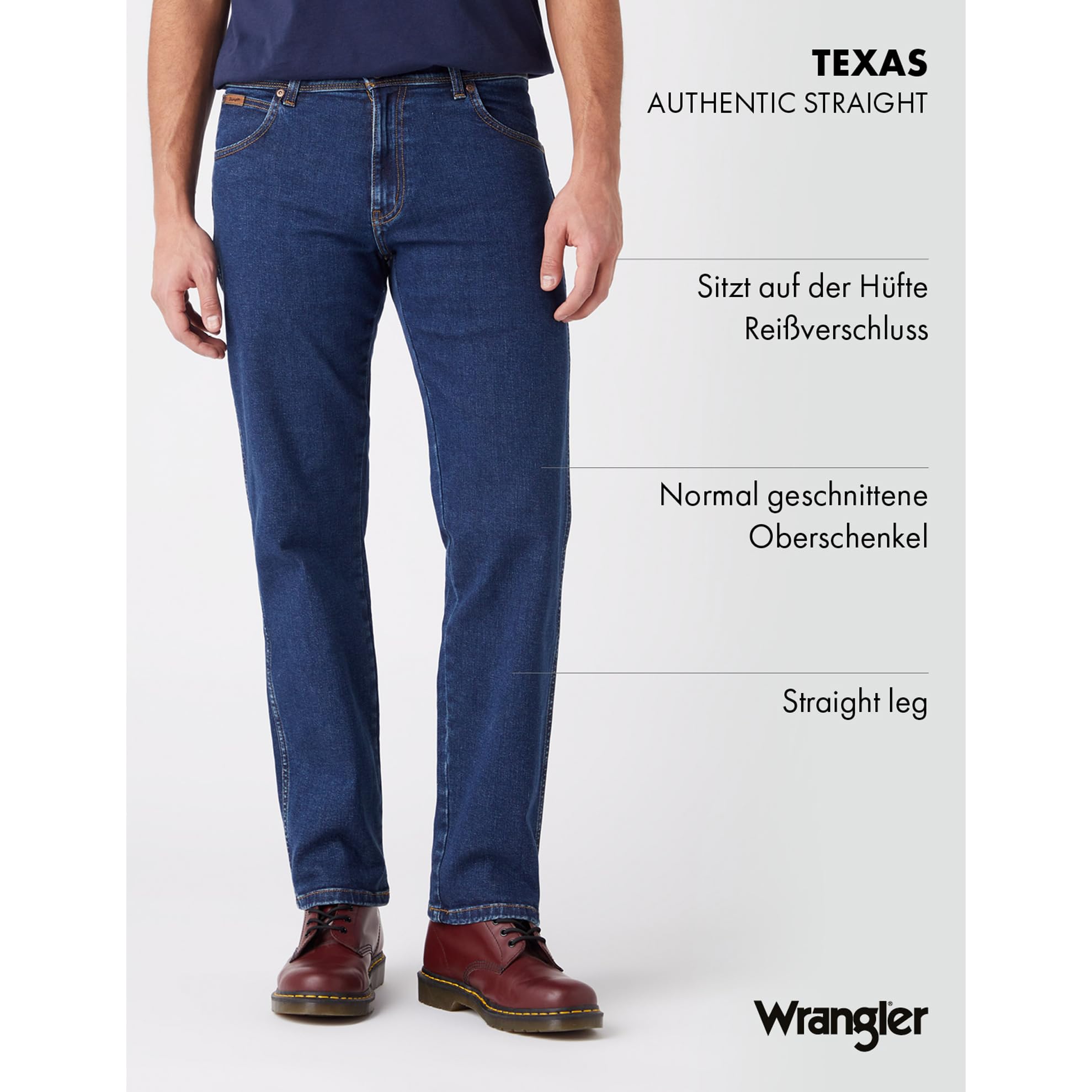 Wrangler Herren Texas Straight Jeans, Darkstone Blue, 34W / 32L EU 3