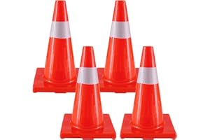 Jade Butterfly Traffic Safety Cones 18 Inch 4 Pack - Orange Road Parking Cones with Reflective Collars, Heavy Duty PVC Construction Cone Structurally Stable for Road Parking, Traffic Control, Driveway