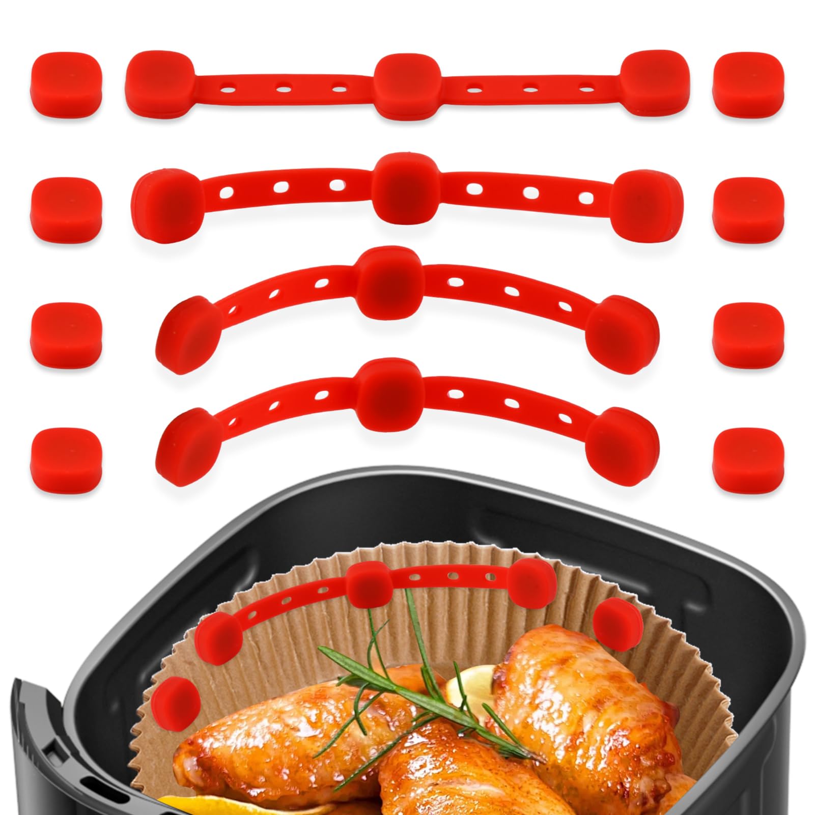 Photo 1 of 12PCS Air Fryer Magnets Silicone Buckle for Parchment Paper Liners, High-Temp Resistant, Prevents Burning, Secure Parchment Paper Liners for Iron Air Fryers