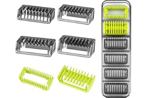 CHUSTORY Guards Set with A Case, Attachments for O Blade Hybrid Electric Trimmer, 1/2/3/5 mm Guards & Body Comb & Skin Protector, Compatible with QP2724 QP2834 (7 Pcs)