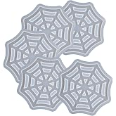 5Pcs Spider Web Shape Epoxy Mold Hollow Out Design DIY Resin Casting Halloween Style Base Coaster Silicone Mold, 3.8