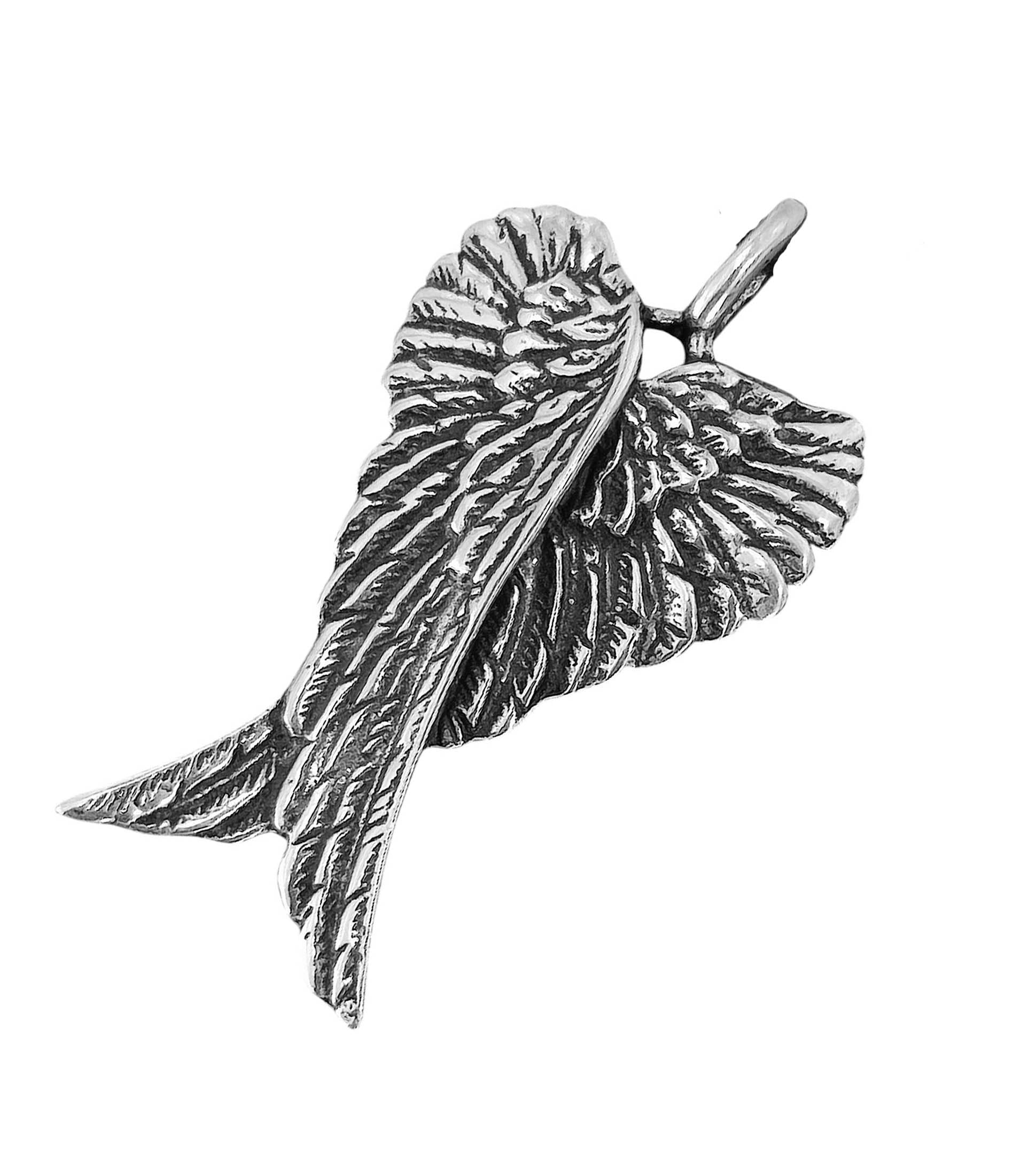 Kiss of Leather Large Wing Pendant 925 Sterling Silver No. 122, Silver