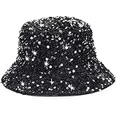 Women's Sequin Bucket Sun Hat Bling Bling Reversible Glitter Outdoor Shiny Sun Hats