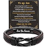 INFUPNET Leather Bracelet Gifts For Son/Husband/Men,Mens Bracelet With Stainless Steel Adjustable Clasp,Infinity Bracelet Jewelry Gifts For Birthday Christmas Anniversary